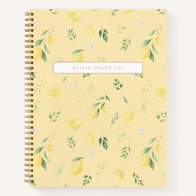 Cuaderno Portátil de limón amarillo moderno - Personaliza t (Anverso)