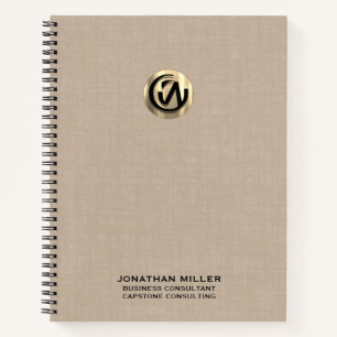 Cuaderno Portátil de línea personalizable Beige con logotip