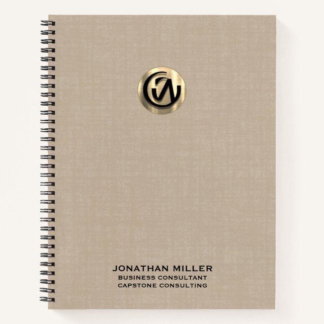 Cuaderno Portátil de línea personalizable Beige con logotip (Anverso)