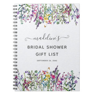 Cuaderno Portátil de lista de regalo de ducha con flores si