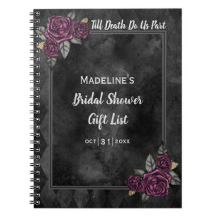 Cuaderno Portátil de lista de regalos de ducha de Rosas gót