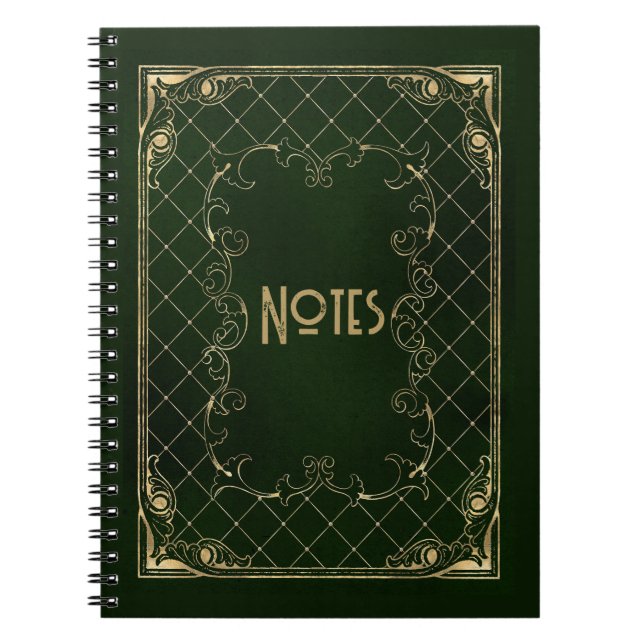 Cuaderno Portátil de marco verde y dorado para ordenados (Frente)