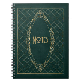Cuaderno Portátil de marco verde y dorado para ordenados