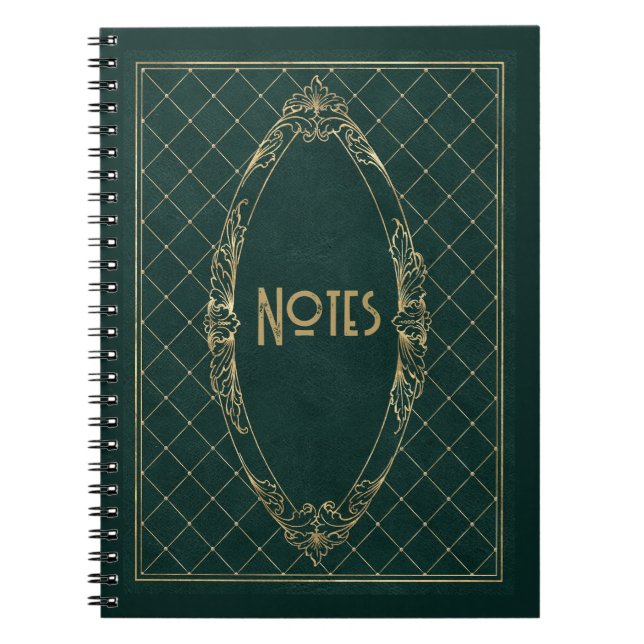 Cuaderno Portátil de marco verde y dorado para ordenados (Frente)