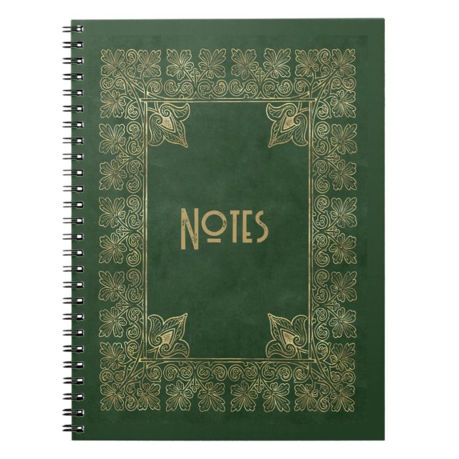 Cuaderno Portátil de marco verde y dorado para ordenados (Frente)