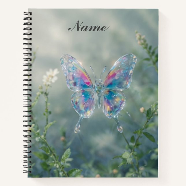 Cuaderno Portátil de mariposa de vidrio (Anverso)