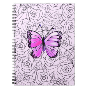 Cuaderno Portátil de mariposa morada con Rosas