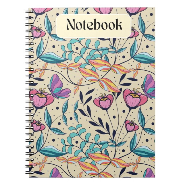 Cuaderno Portátil de mariposa rosa y azul singulares (Frente)