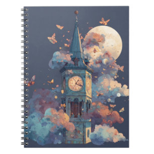 Cuaderno Portátil de mariposas de la torre del reloj de la 