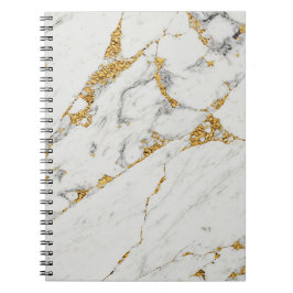 Cuaderno Portátil de mármol blanco y dorado