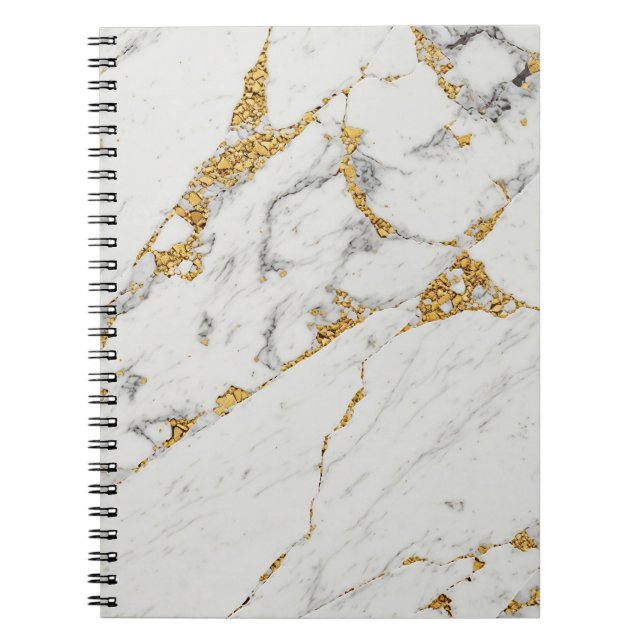 Cuaderno Portátil de mármol blanco y dorado (Frente)