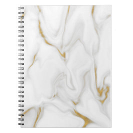 Cuaderno Portátil de mármol blanco y dorado