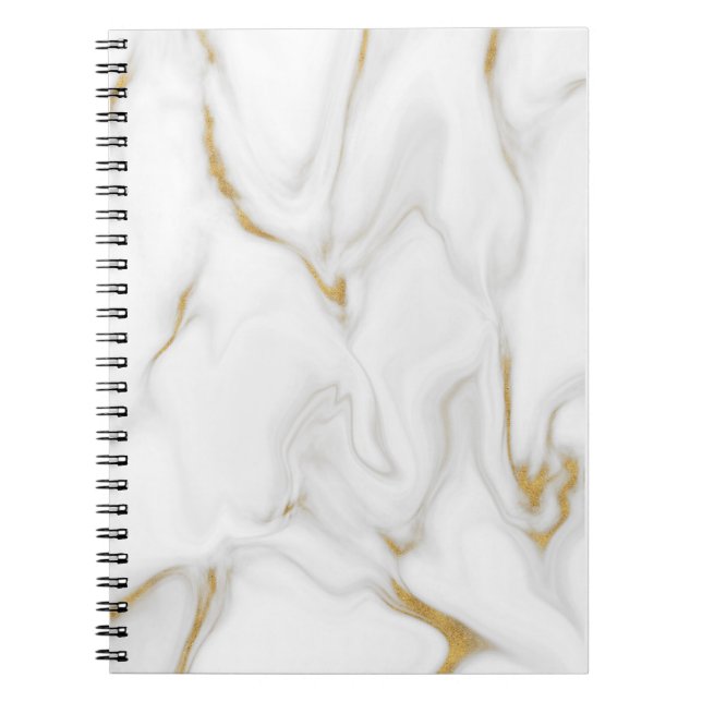 Cuaderno Portátil de mármol blanco y dorado (Frente)