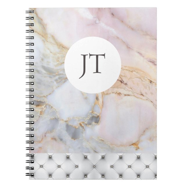 Cuaderno Portátil de mármol gris de oro Rosa personalizado (Frente)