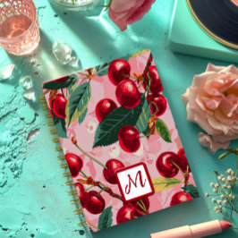 Cuaderno Portátil de moda con espiral de cerezo rosa retro