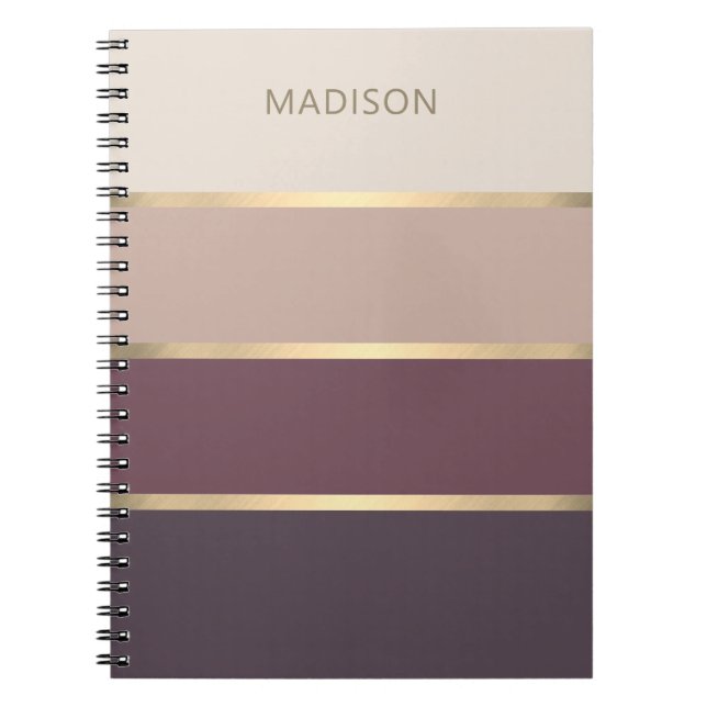 Cuaderno portátil de monograma moderno con bandas anchas (Frente)