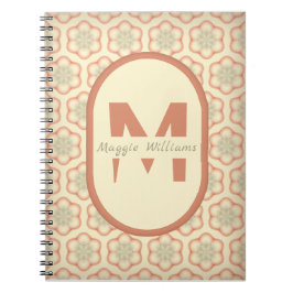 Cuaderno Portátil de monograma retro moderno personalizado