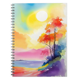 Cuaderno portátil de montaña de color agua