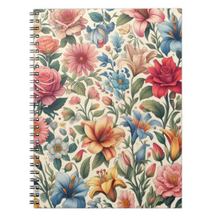 Cuaderno Portátil de mosaico de patrones florales
