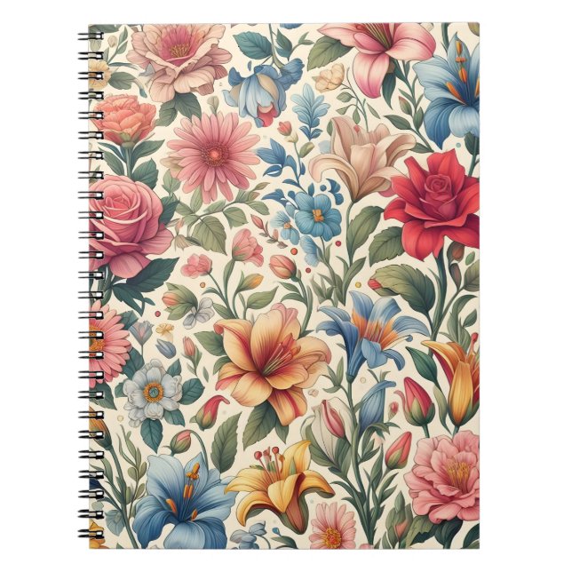Cuaderno Portátil de mosaico de patrones florales (Frente)