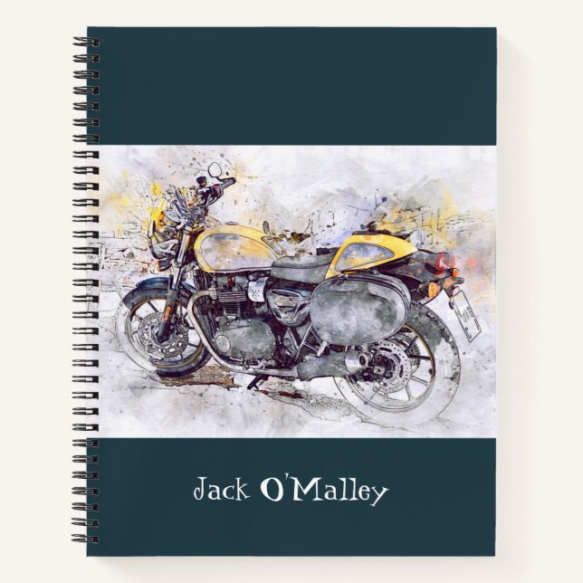 Cuaderno Portátil de motocicleta clásico de época (Anverso)