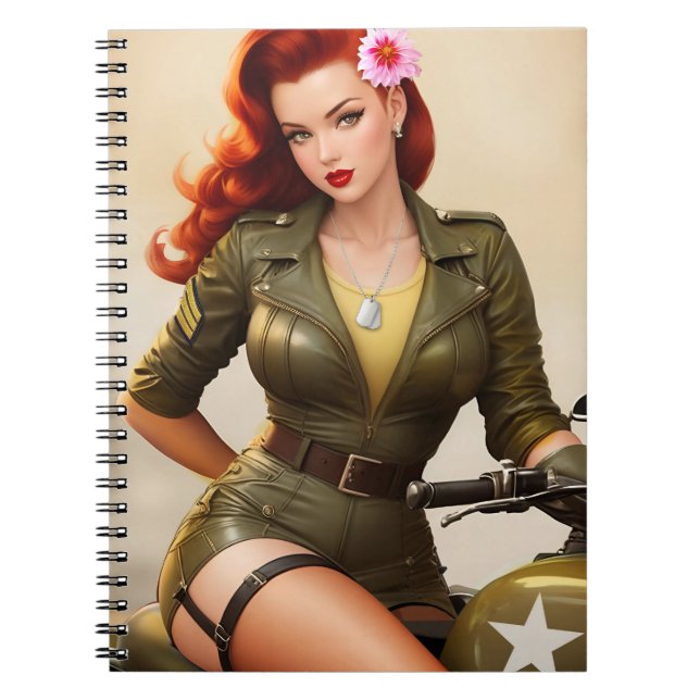 Cuaderno Portátil de motocicleta militar de época (Frente)