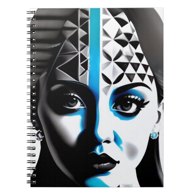 Cuaderno Portátil de mujer geométrica futurista (Frente)