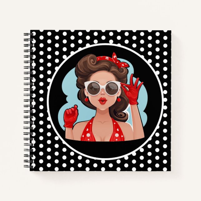 Cuaderno Portátil de mujer retro (Anverso)
