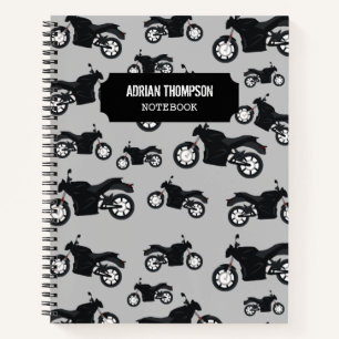 Cuaderno Portátil de nombre personalizado de patrón de moto