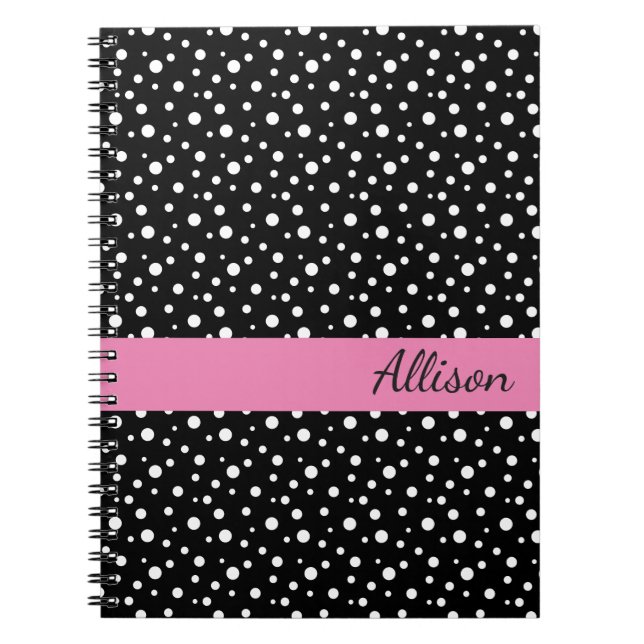 Cuaderno Portátil de nombre personalizado: puntos de polka  (Frente)