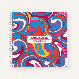 Cuaderno Portátil de nombre psicodélico Groovy Retro 70