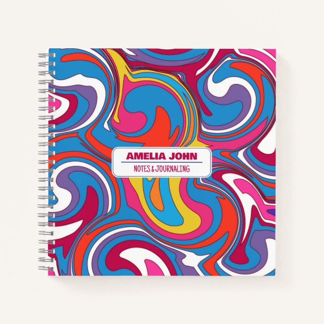 Cuaderno Portátil de nombre psicodélico Groovy Retro 70 (Anverso)