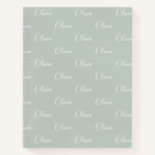 Cuaderno Portátil de nombre verde sabio personalizado
