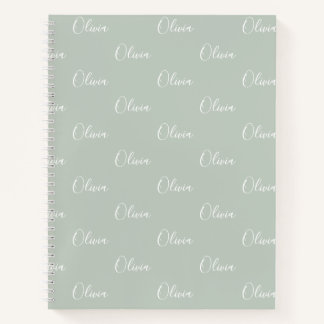 Cuaderno Portátil de nombre verde sabio personalizado