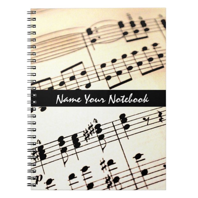 Cuaderno Portátil de notas de música de hojas personalizada (Frente)