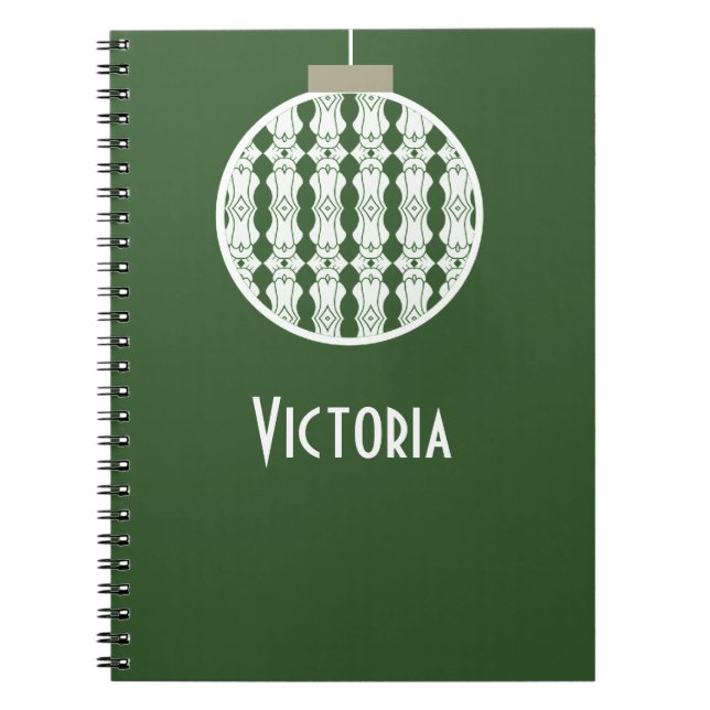 Cuaderno Portátil de ornamento verde Art Deco (Frente)