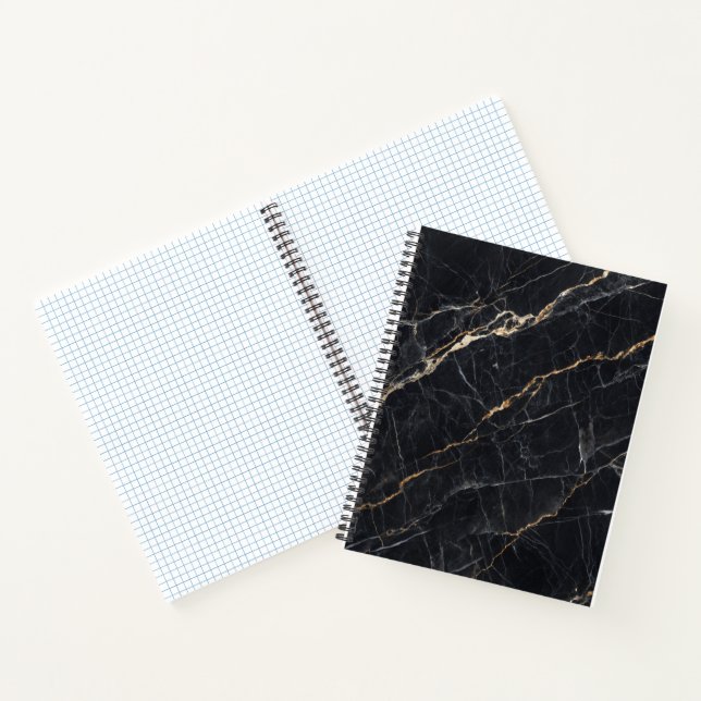 Cuaderno Portátil de oro de mármol negro (Interior)