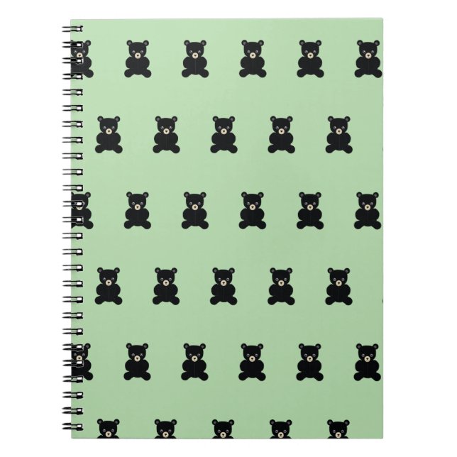 Cuaderno Portátil de oso de peluche negro (Frente)