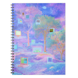 Cuaderno Portátil de Paisaje de Bosque Pastel Techno