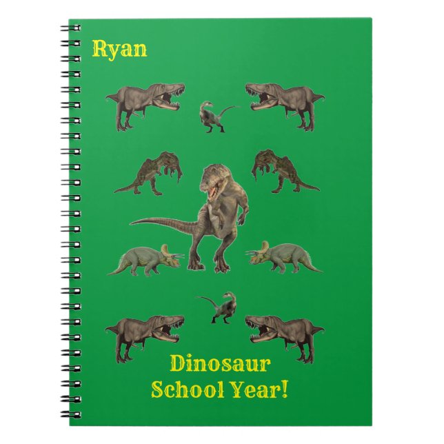 Cuaderno Portátil de papel de ajuste de dinosaurios (Frente)