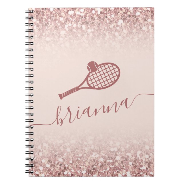 Cuaderno Portátil de parkle rosado personalizado de tenis (Frente)