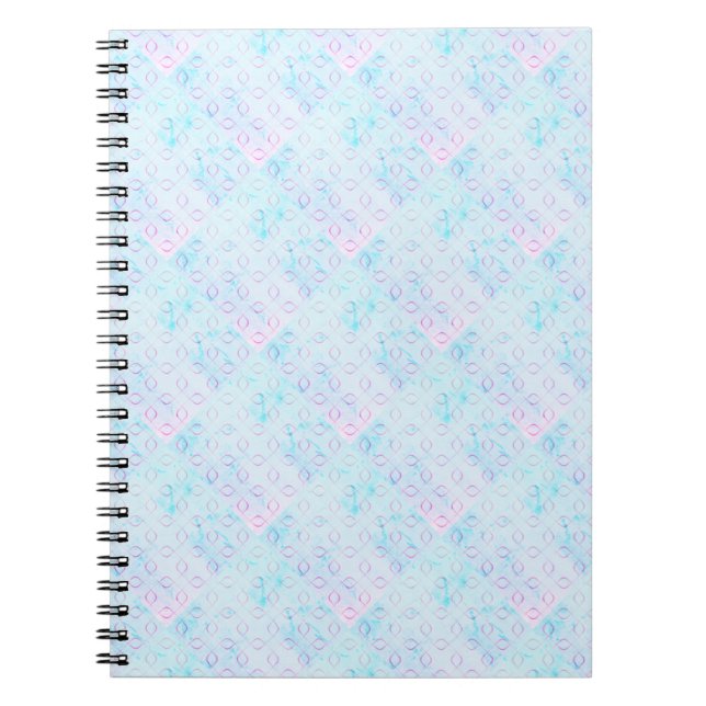 Cuaderno Portátil de patrón azul y púrpura espiral (Frente)