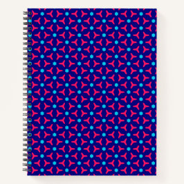 Cuaderno Portátil de patrón azul y rosa caliente