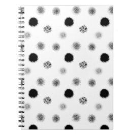 Cuaderno Portátil de patrón de círculo de resumen negro y b