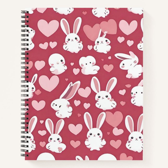 Cuaderno Portátil de patrón de conejo lindo (Anverso)