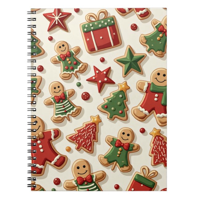 Cuaderno Portátil de patrón de cookies de estrella de árbol (Frente)