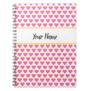 Cuaderno Portátil de patrón de corazón de nombre personaliz