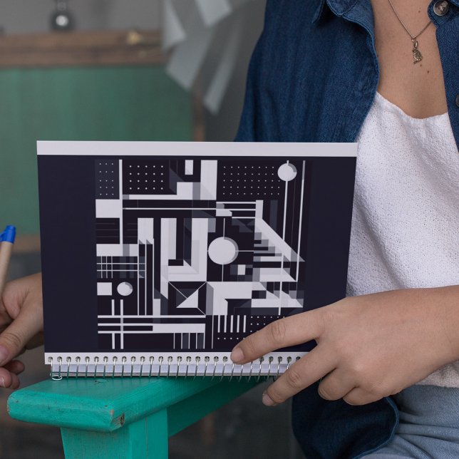 Cuaderno Portátil de patrón de cuadrícula futurista (Subido por el creador)