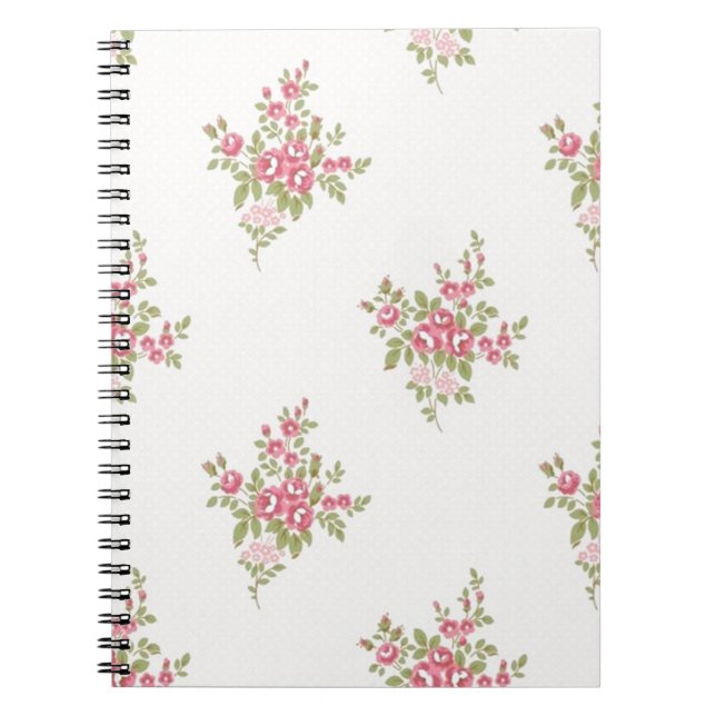 Cuaderno Portátil de patrón de flor de época (Frente)