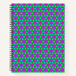 Cuaderno Portátil de patrón de flor verde y fucsia